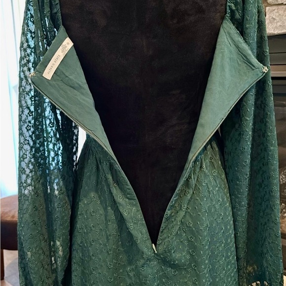 NWOT Altar’d State Midi Dress,sweetheart neck,long sheer sleeve,,raised pattern - Picture 6 of 10